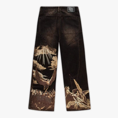 Pantalones vaqueros de pierna ancha bordados