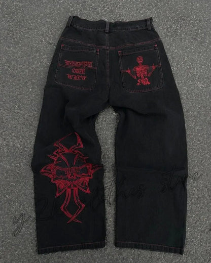 Pantalones vaqueros rectos bordados para hombre