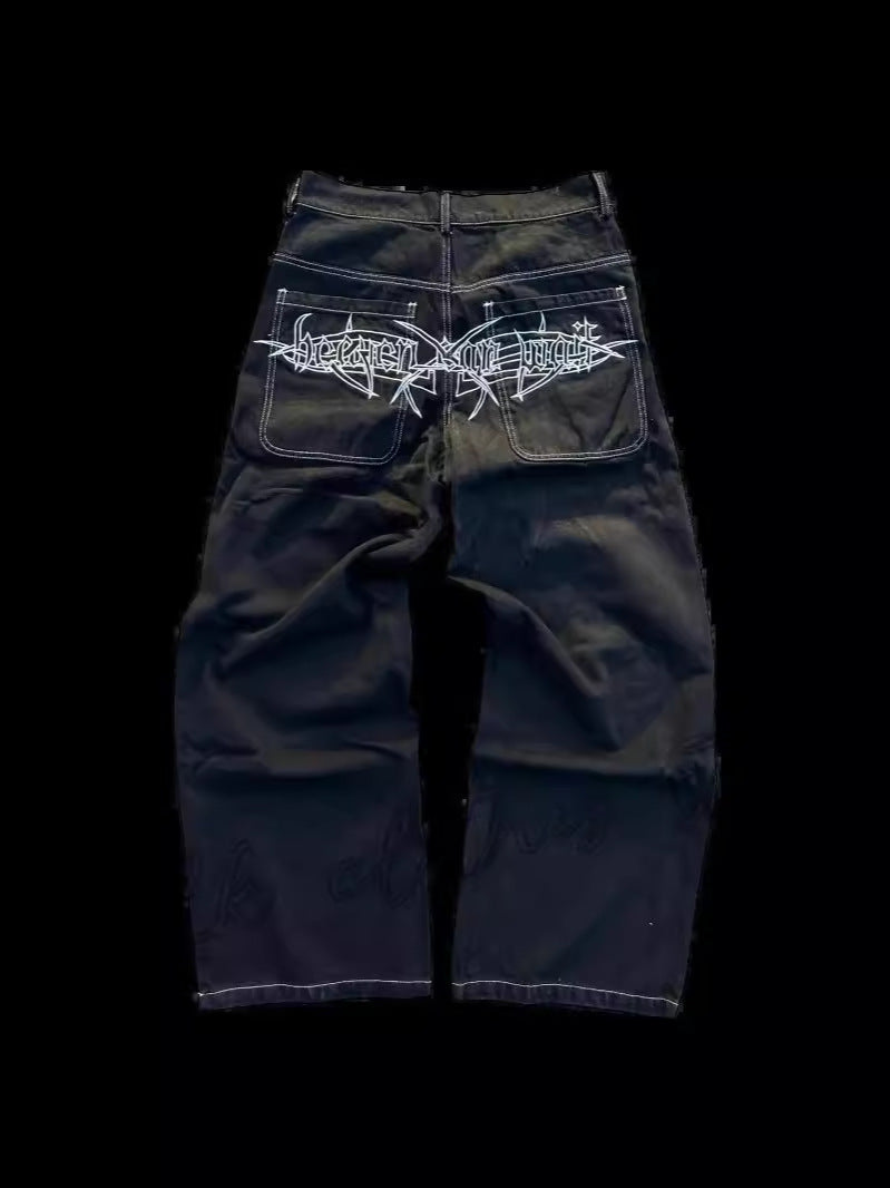 Pantalones vaqueros rectos bordados para hombre