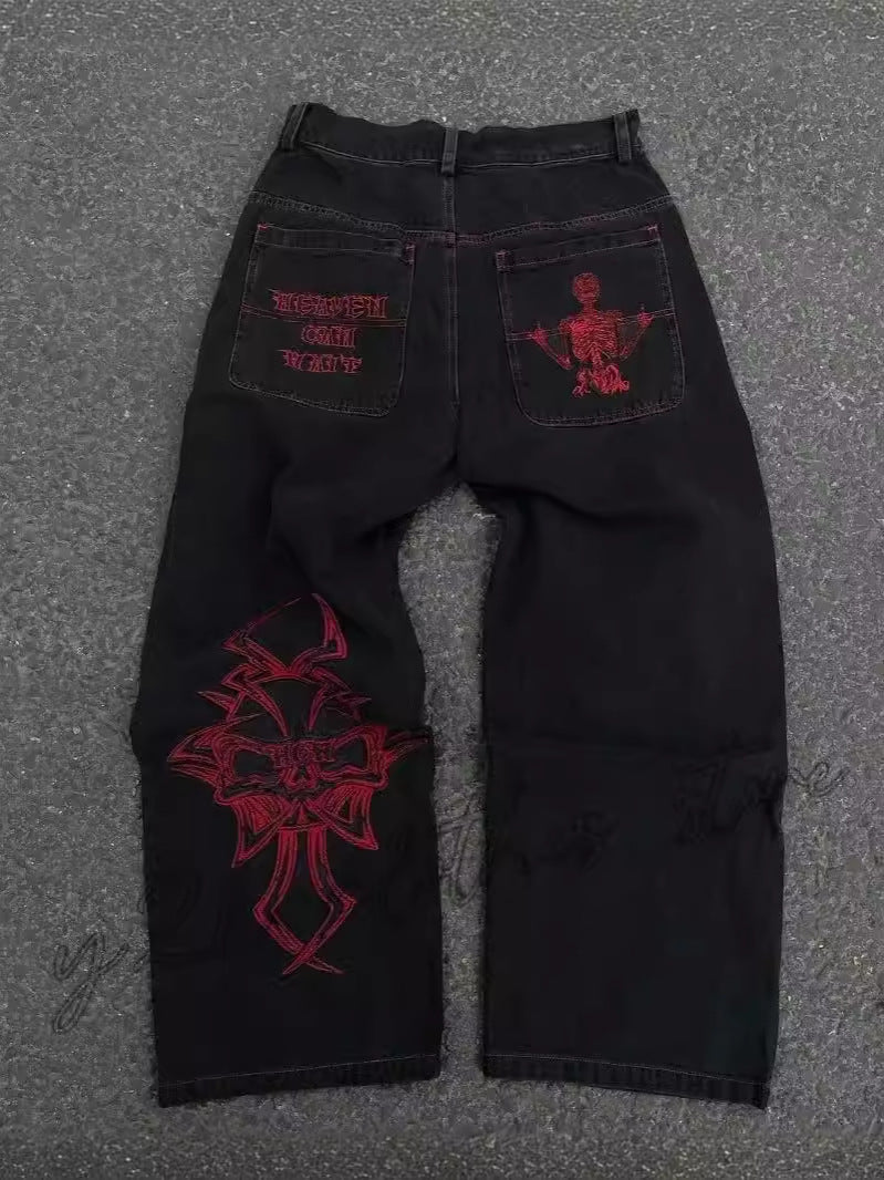 Pantalones vaqueros rectos bordados para hombre