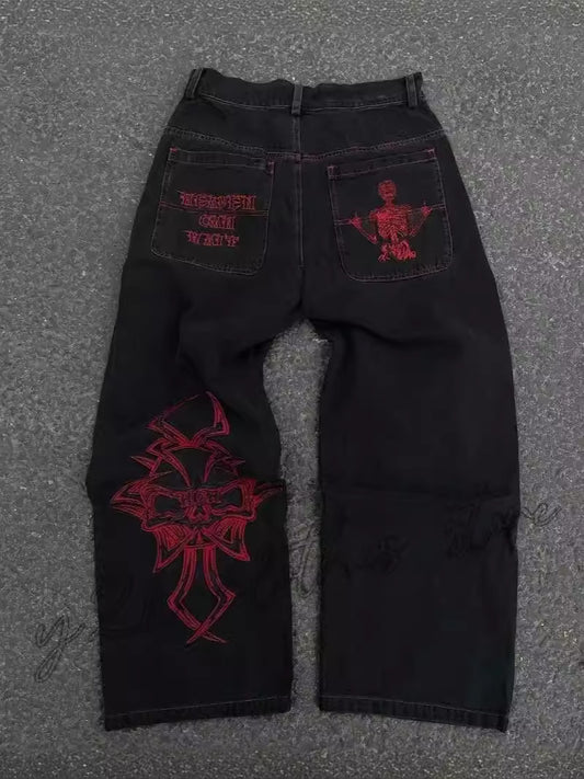 Pantalones vaqueros rectos bordados para hombre