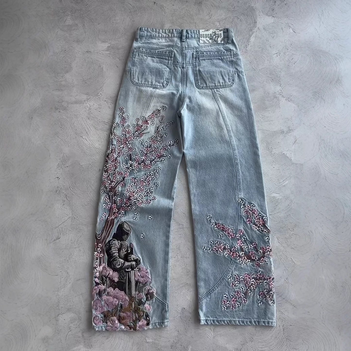 Pantalones vaqueros de pierna ancha bordados