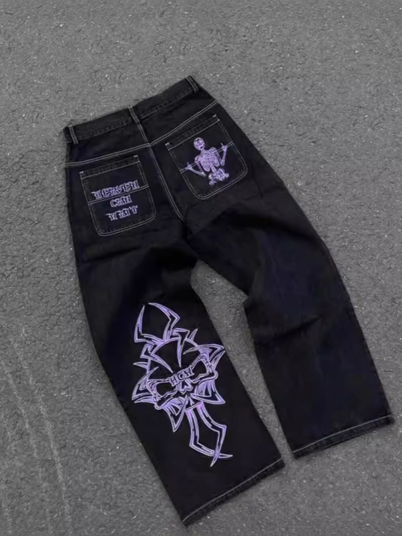 Pantalones vaqueros rectos bordados para hombre