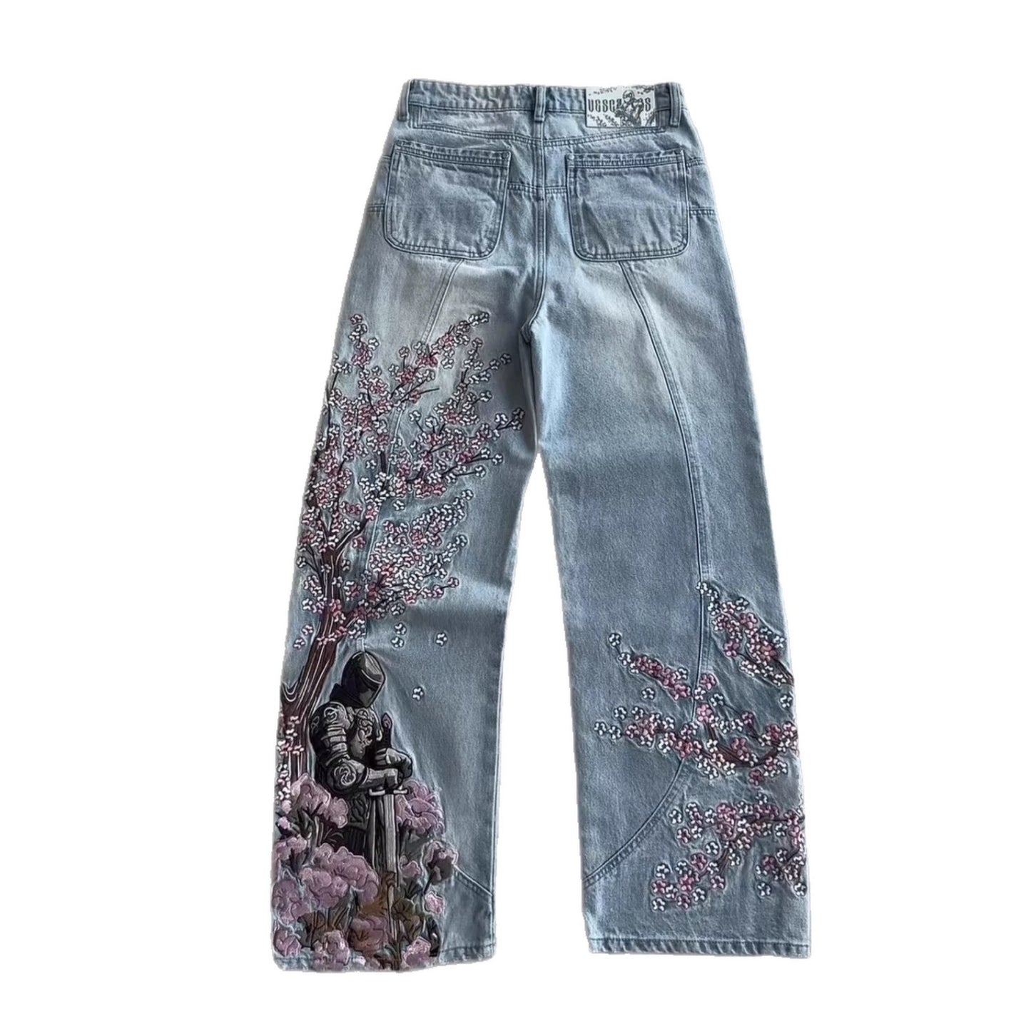 Pantalones vaqueros de pierna ancha bordados