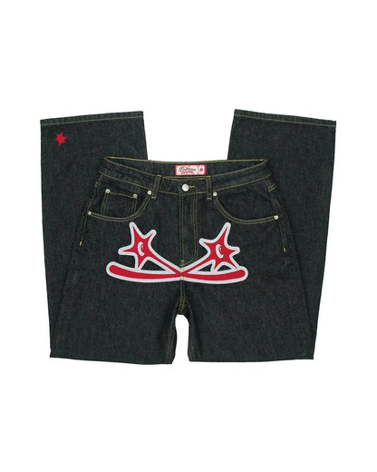 Pantalones vaqueros rectos bordados para hombre