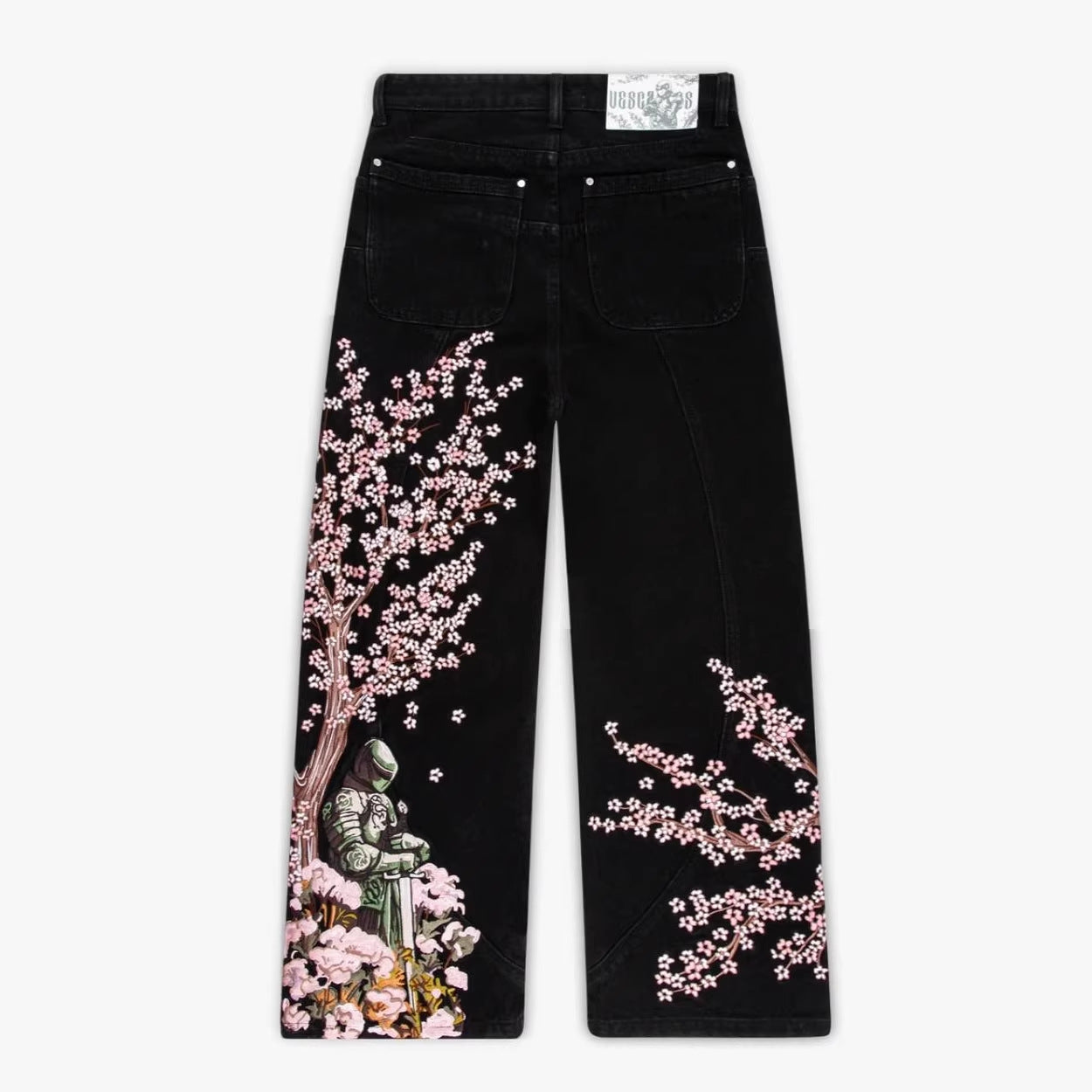 Pantalones vaqueros de pierna ancha bordados