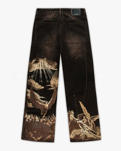 Pantalones vaqueros de pierna ancha bordados